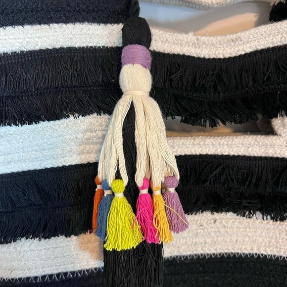 Stella & Dot Striped Tassel Structured Tote Bag - Picture 2 of 8